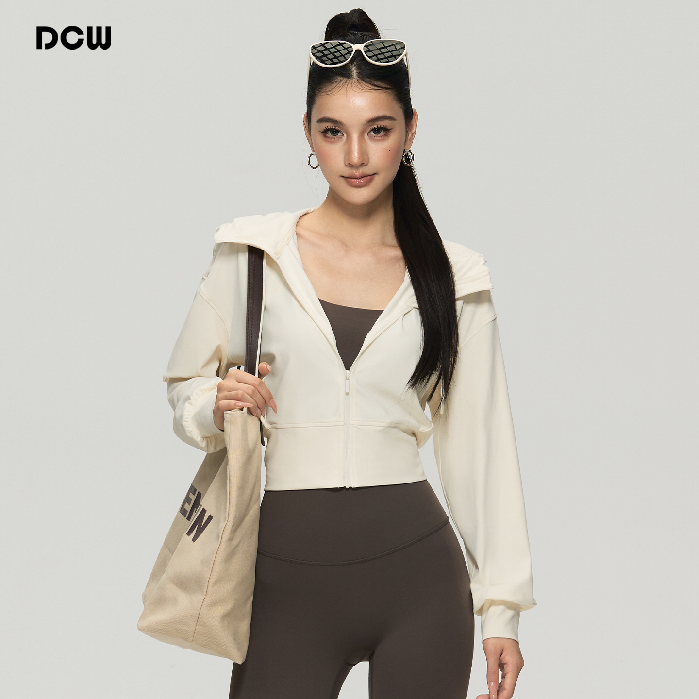 dcw连帽时尚拉链款瑜伽外套上衣