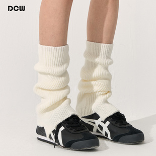 DCW秋冬新款运动瑜伽袜套女显腿瘦加厚保暖普拉提健身针织堆堆袜