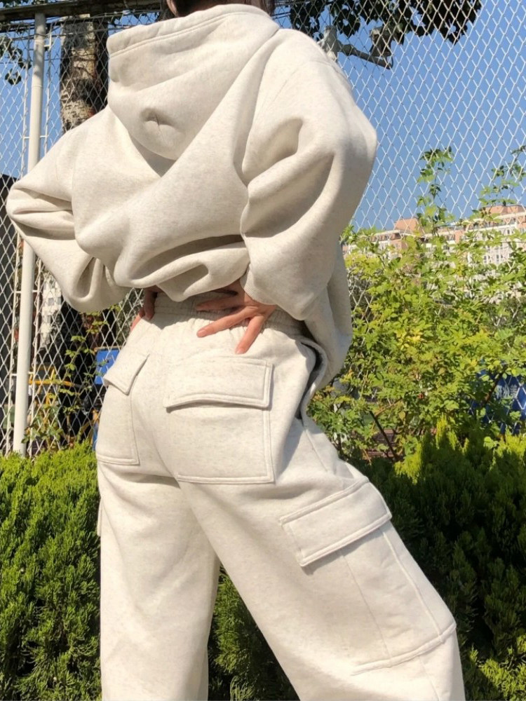 가을 한국 스타일 패셔너블 코튼 스웨트 셔츠 런닝 캐주얼 투피스 트렌디 세트 여학생을 위한 루즈하고 슬림한 운동복