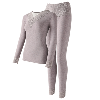 山羊绒秋衣秋裤保暖套装内衣女士秋冬季无痕打底衫加绒加厚肌底衣