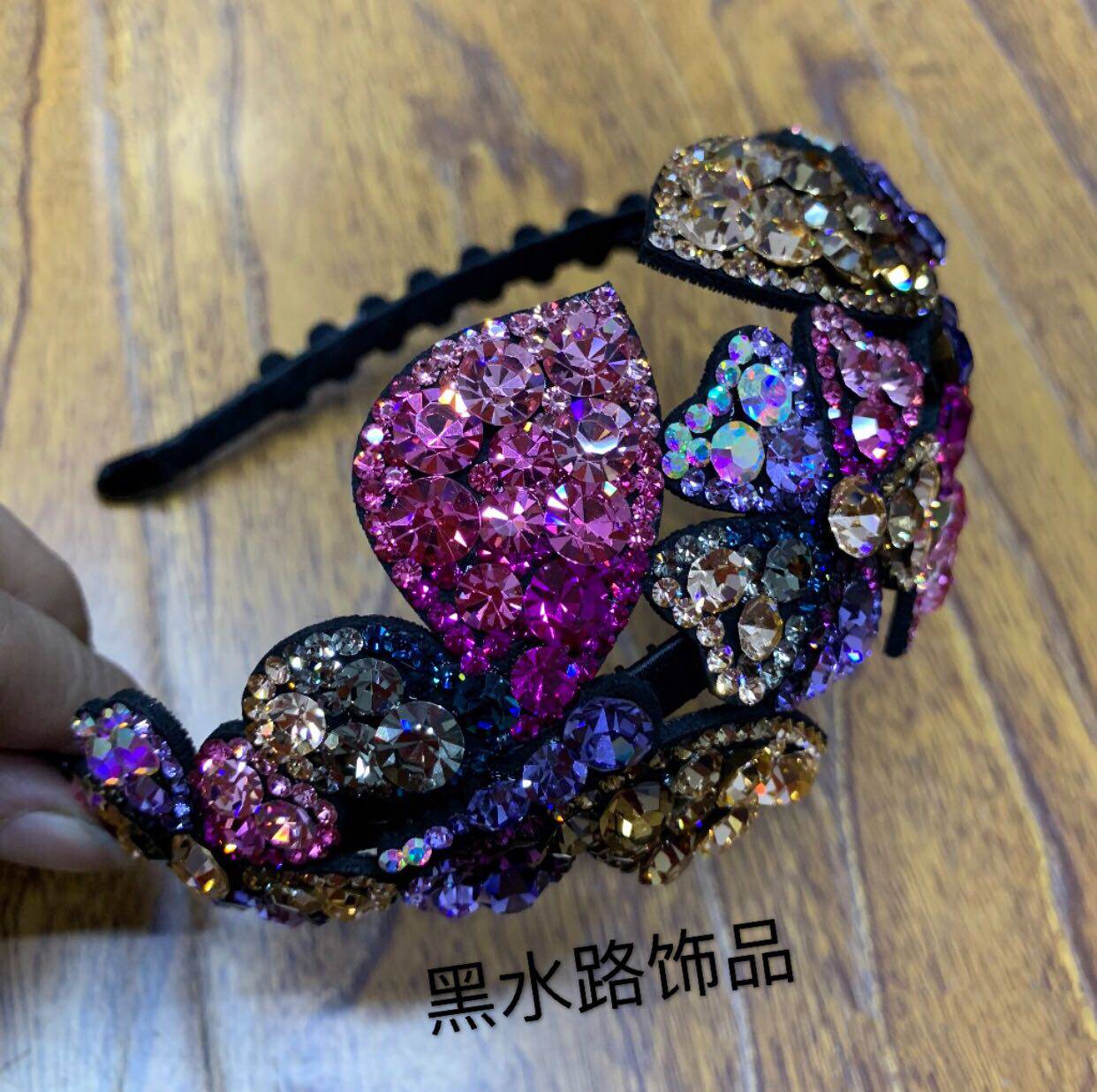 蝴蝶花朵宽边韩国捷克钻防滑发箍
