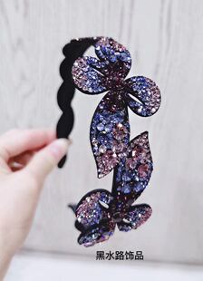 2019新款韩版进口捷克钻中国结小新清发卡带齿防滑发箍精品头饰