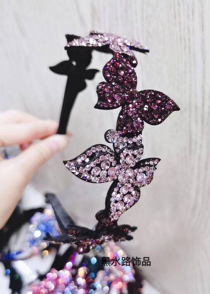 蝴蝶唯美风细边捷克钻带齿发卡