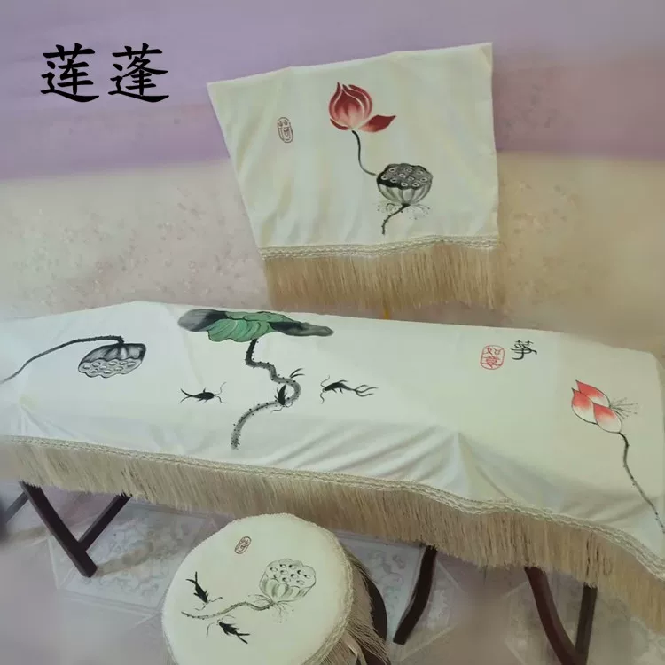 纯手绘古筝罩中国风古筝防尘罩163通用165订做125小古筝罩130琴布