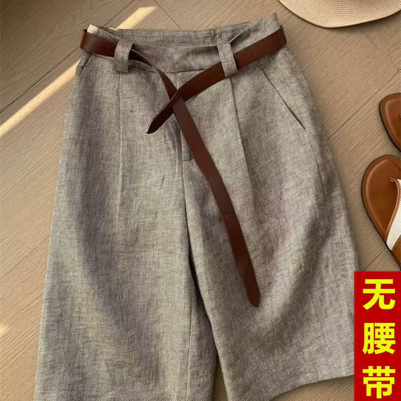 老钱风精致穿搭时尚直筒五分裤女夏季薄款裤子休闲裤简约短裤女