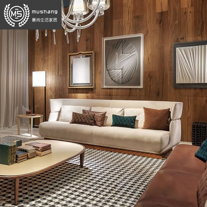 bentley宾利家具进口客厅北欧后现代简约轻奢三人位真皮沙发组合