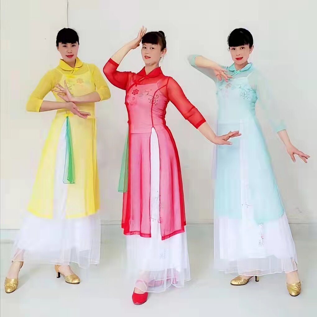 吉美2022古典舞新款民族风服装女古典舞扇舞伞舞舞台团队表演服饰