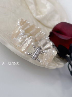 双排琵琶珠手链 OL风 插扣 高级感 天然珍珠 圆隔珠 包邮