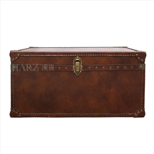 简约复古做旧中式储物柜全实木箱子牛皮茶几皮箱套衣服容纳箱时尚