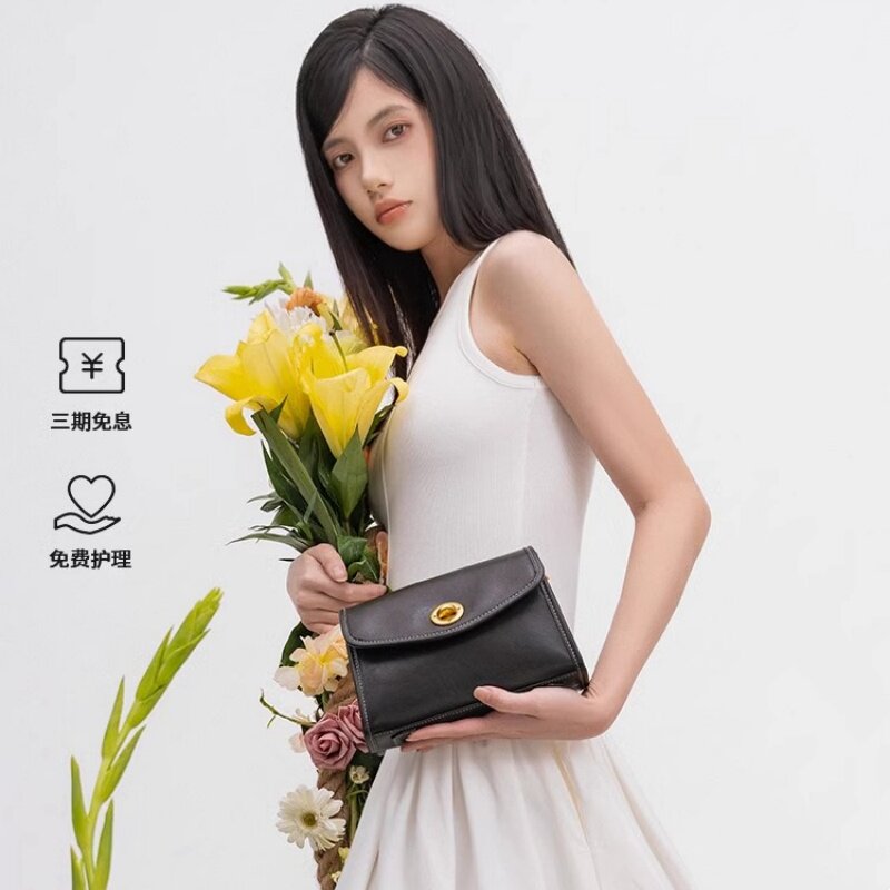 欧米OMI女包2025植鞣皮高级感春夏通勤包女士信封包牛皮革斜跨包
