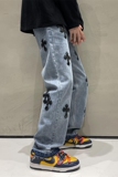 2025春季新款！宽松直筒刺绣十字架牛仔长裤805-D18-P60控78，男装休闲裤，星座809B（原星座805）