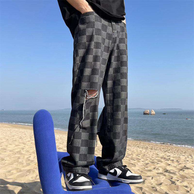 2025夏季新款！宽松直筒破洞牛仔裤809B-D36-P60控78,男装牛仔裤,星座809B（原星座805）