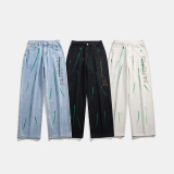 2025春季新款喷漆烫钻宽松直筒牛仔裤805-D28-P60控78，男装牛仔裤，星座809B（原星座805）