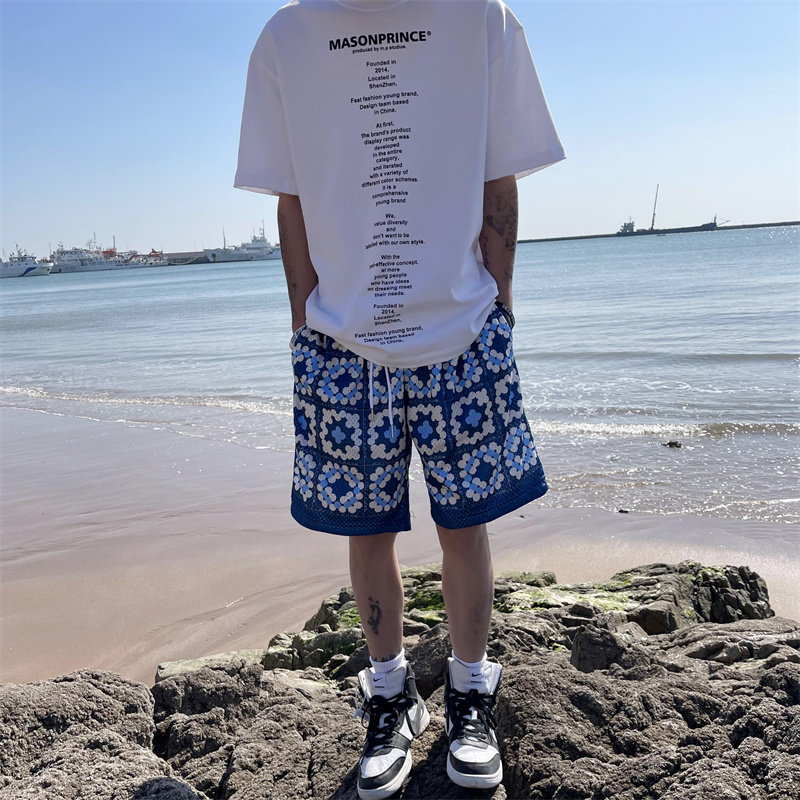 2025夏季新款！宽松印花五分短裤805-DK02-P35控48,男装牛仔裤,星座809B（原星座805）