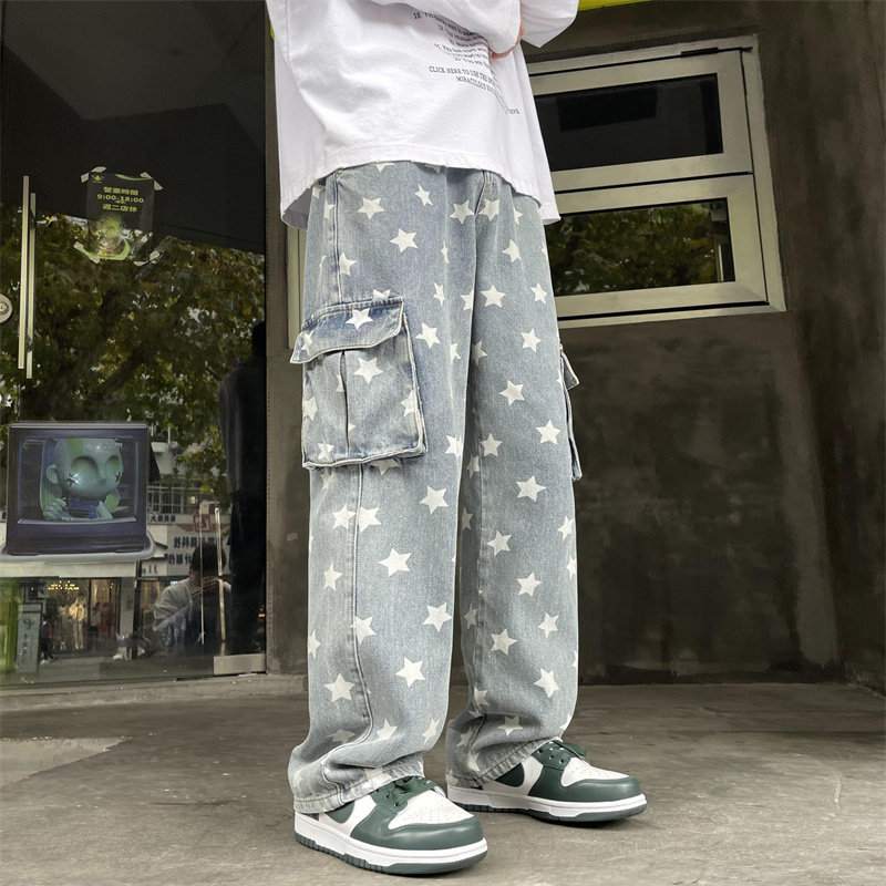 2025春季新款印花工装口袋牛仔裤805-D23-P60控78,男装牛仔裤,星座809B（原星座805）