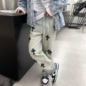 2025春季新款！宽松直筒刺绣十字架牛仔长裤 805-D18-P60 控78图片