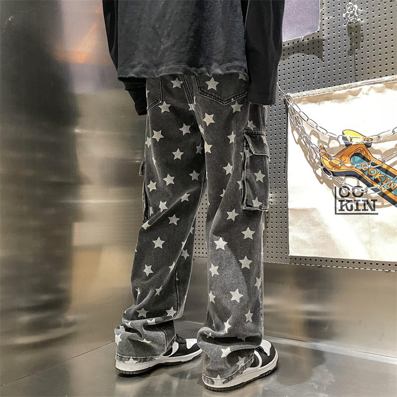 2025春季新款印花工装口袋牛仔裤805-D23-P60控78,男装牛仔裤,星座809B（原星座805）