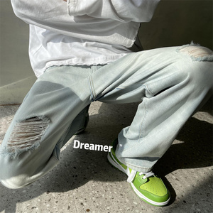 2025春季新款 原创设计 刺绣印花 破洞 直筒牛仔 805-D05-P55控68，男装休闲裤，星座809B（原星座805）