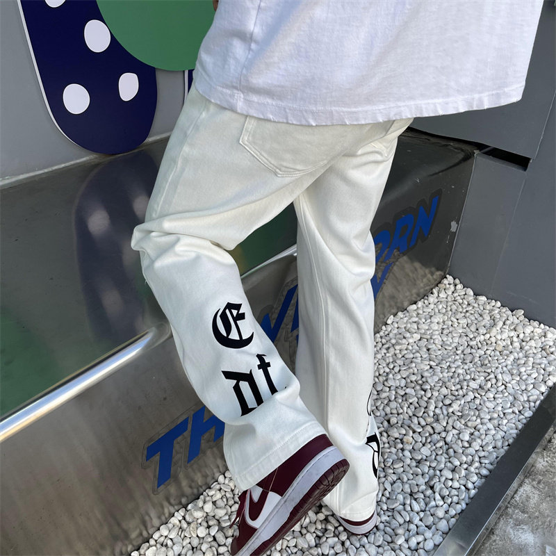 2025春季新款！宽松直筒印花牛仔长裤805-D32-P55控68,男装休闲裤,星座809B（原星座805）