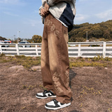 秋季新款！宽松直筒牛仔裤高街刺绣长裤805-KZ82-P55控68，男装牛仔裤，星座809B（原星座805）