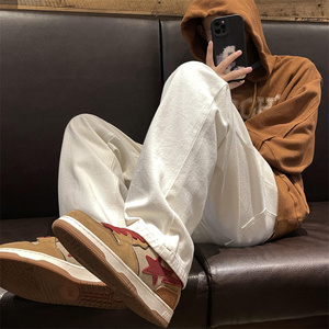 2025秋季新款！宽松直筒牛仔裤纯色裤子805-KZ105-P48控68,女士皮带牛仔裤搭配图片