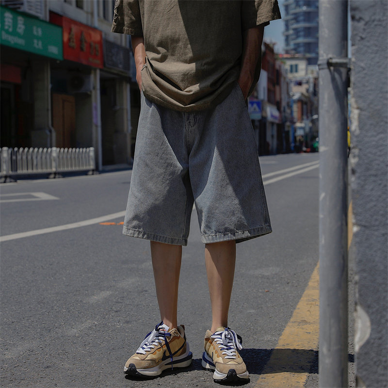 2023宽松牛仔裤夏季直筒六分裤韩版百搭阔腿裤809B-BK65-P40控55,男装牛仔裤,星座809B（原星座805）