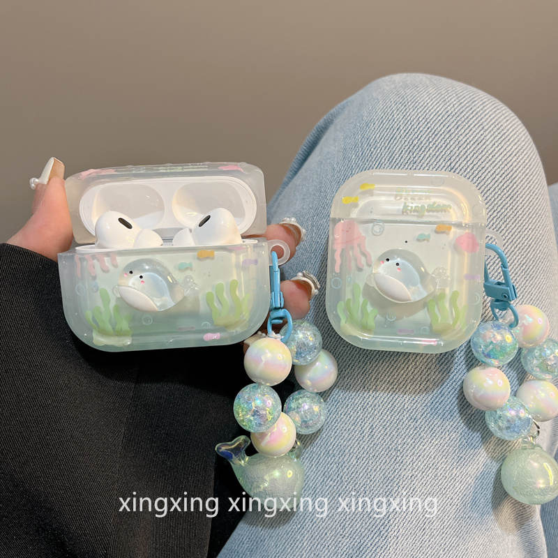 适用airpods保护套海草小鲸鱼