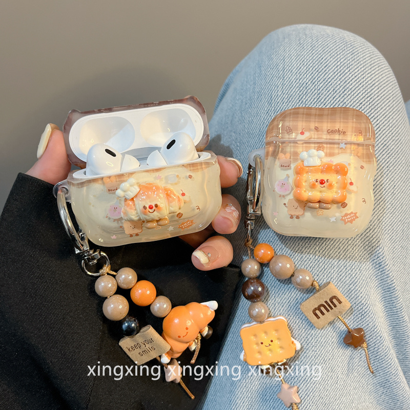 适用airpods保护套饼干牛角包