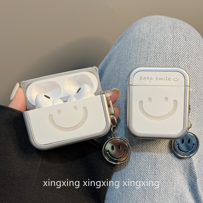 适用airpods保护套电镀镂空笑脸