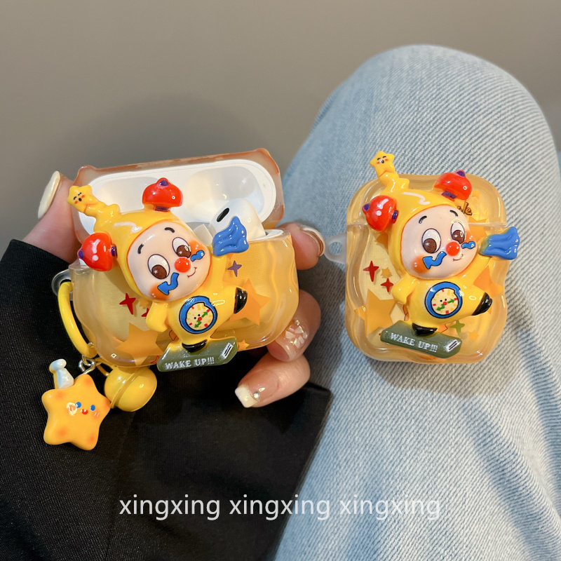趣味可爱立体闹钟星星人适用airpods4苹果保护套蓝牙airpodspro3代2代耳机壳