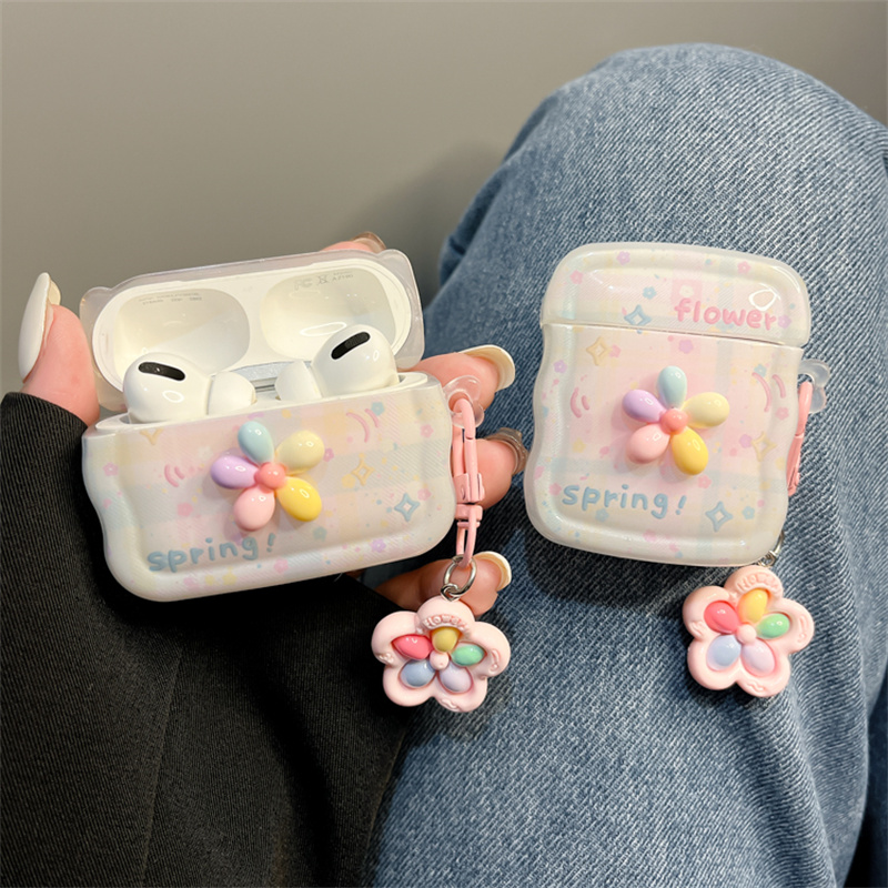 适用airpods保护套五彩花朵