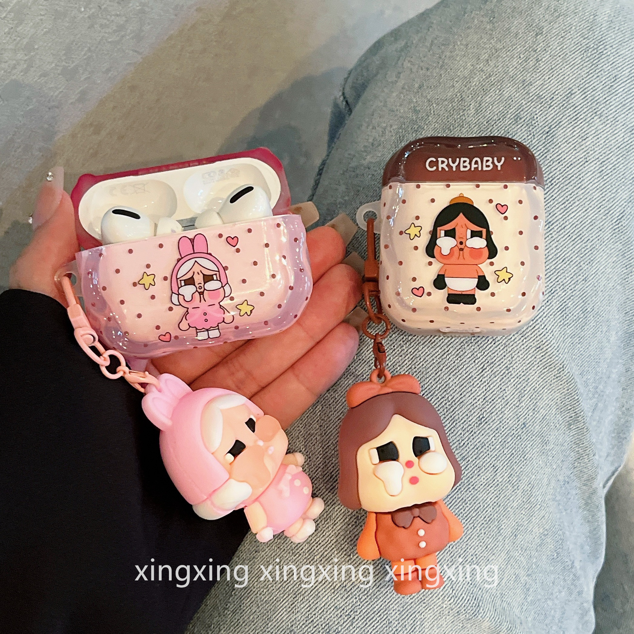 适用airpods保护套可爱波点哭娃