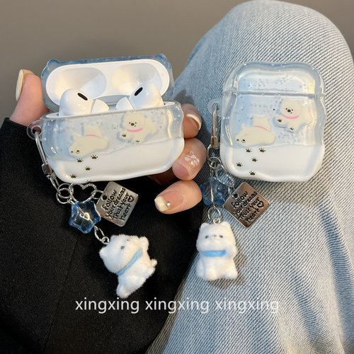 适用airpods保护套可爱雪地小狗