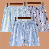 平角妈妈家居裤 睡裤 头外穿 宽松短裤 中老年人加肥大码 女士夏季 薄款