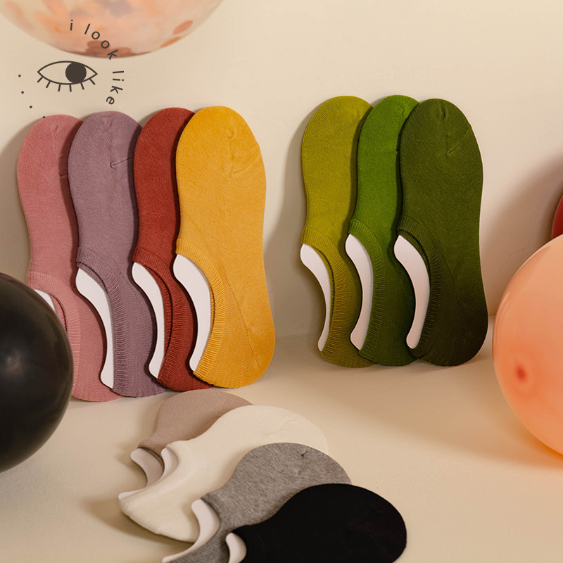 i look like精梳纯棉袜子女ins潮夏季天薄款元宝船防脱网红款袜子