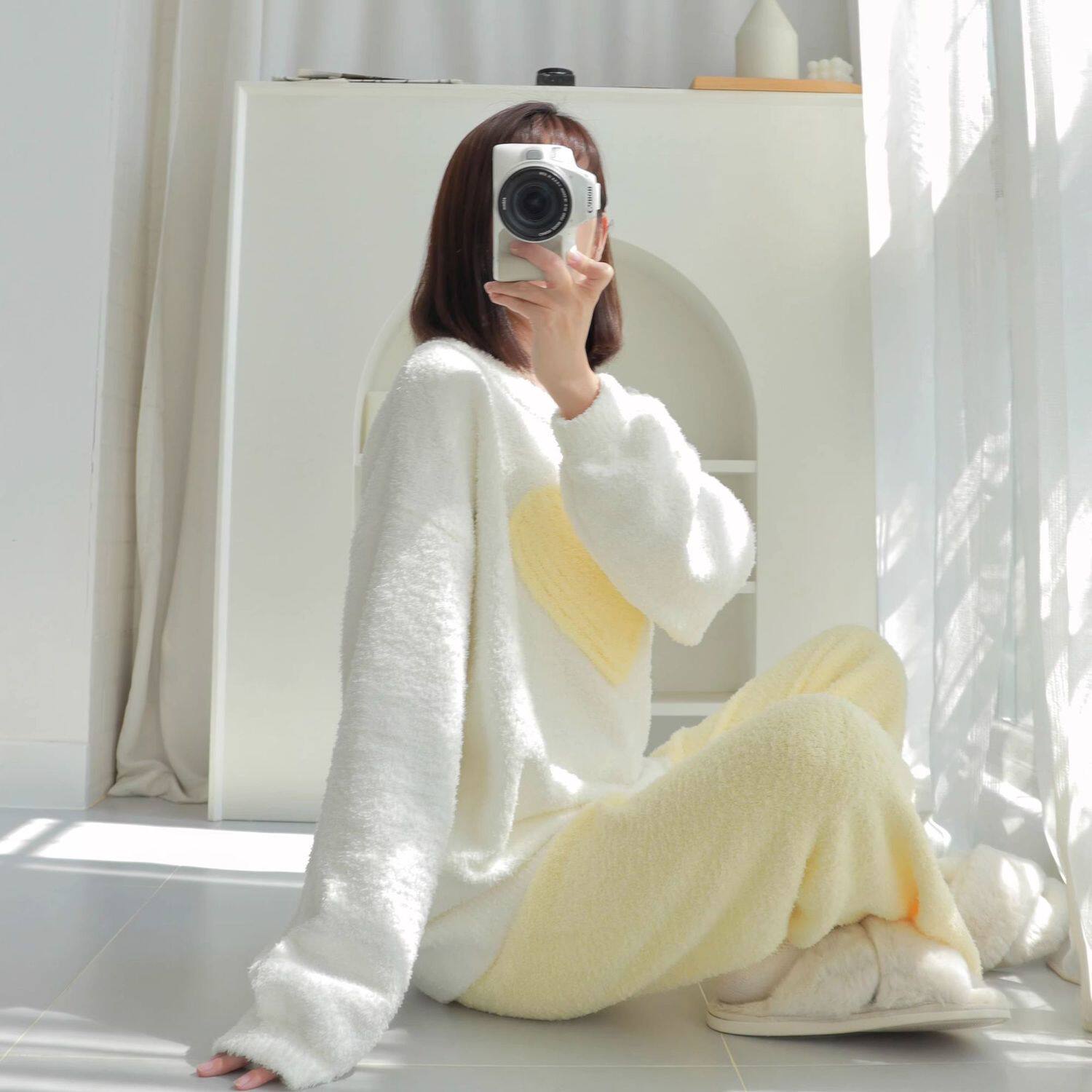 特大码软绵绵爱心睡衣女款秋冬珊瑚绒加厚加绒可外穿200斤家居服