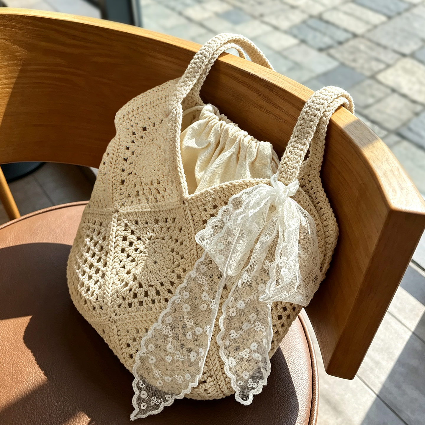 甜美温柔系手工diy材料包海滩编织单肩包包女新款大容量托特包图片