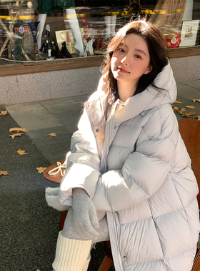 蕉小青天蓝色羽绒服女冬季2025新款中长款超好看韩版显瘦时尚长款