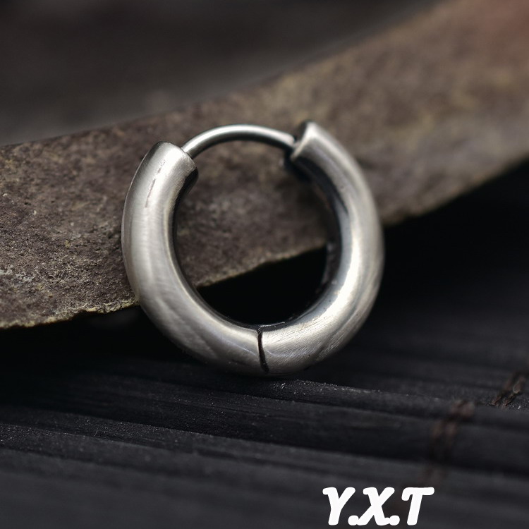 925纯银实心亚光复古男女耳环