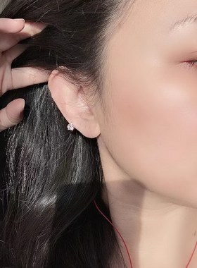 YXT 925纯银耳骨环男女小耳环做旧银饰耳扣黑色白色锆石小众复古