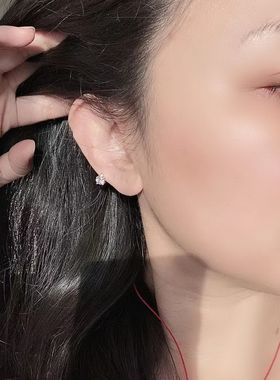 耳骨环黑白仿钻女925纯银耳扣