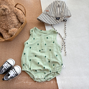 新生婴儿夏装薄款无袖可爱包屁哈衣爬服男女宝宝凉快背心连体衣潮