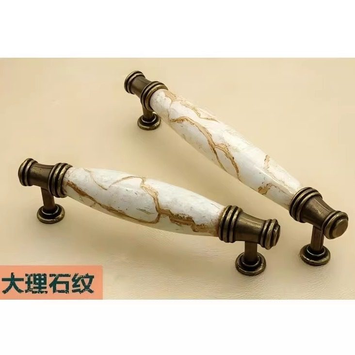 大理石纹裂纹拉手田园古铜新款欧式浮雕刻仿古橱柜门陶瓷柜门拉手