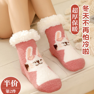 儿童地板袜冬季 加绒加厚室内防滑隔凉暖脚袜子女童超厚居家地毯袜