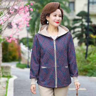 妈妈装秋冬外套中年妇女秋装连帽夹克2025新款中老年洋气短风衣