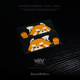 PRV®原创2024 小熊猫小怂猫趴窗可爱小动物车贴三角窗挡风玻璃贴