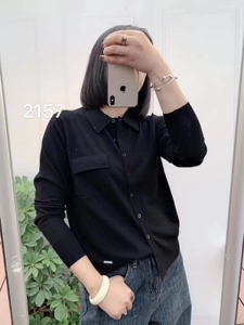 享永子2157翻领薄毛衫短款女外套 休闲商务长袖打底衫薄款针织衫