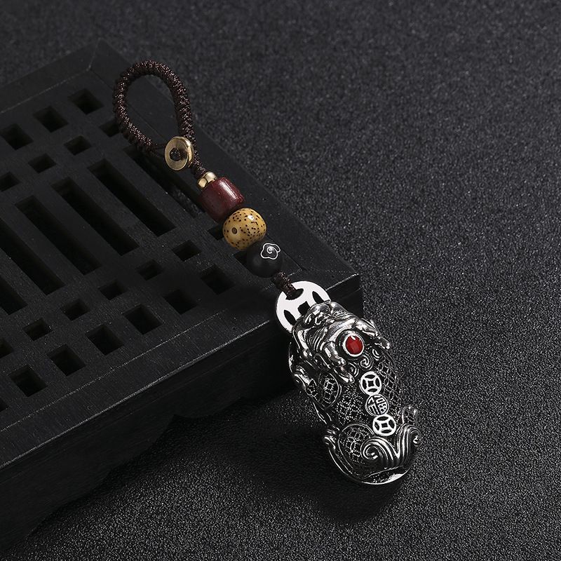 复古S990貔貅钥匙扣个性镂空霸气时尚潮男创意男女泰银潮汽车挂件