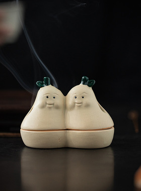 永不分梨陶瓷迷你小香炉创意茶室茶台小号香薰炉摆件无粘粉盘香炉