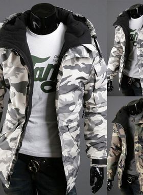 【标准欧码】外贸英伦迷彩潮流男士连帽大码夹克外套5659S2XL